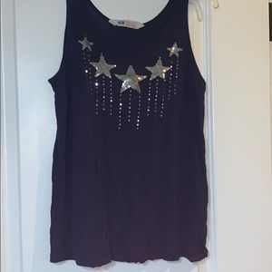 Dark purple tank with sequin stars